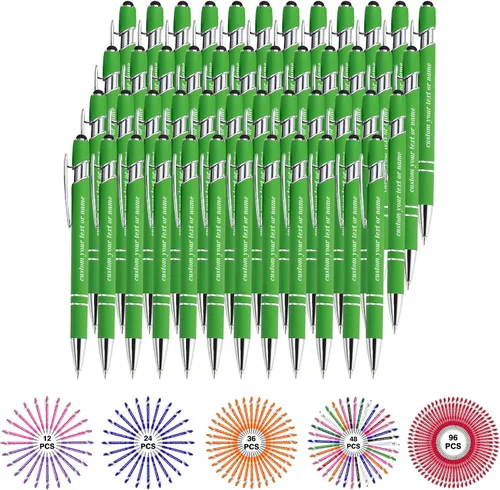 Vista 16 de Bolígrafos personalizados con nombre a granel, juego de bolígrafos personalizados, lápiz capacitivo grabado, logotipo, texto, regalo para negocios
