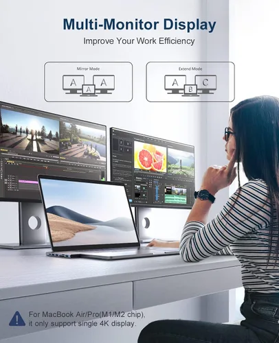 Vista 6 de Adaptador Hub USB C para MacBook - UtechSmart 7 en 2 Accesorios Multipuerto para MacBook Pro/Air con Puerto Thunderbolt 3, 100W PD 4K@30Hz, HDMI 4K