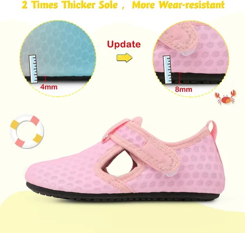Vista 4 de LeIsfIt Zapatos de agua para niños y niñas, zapatos de playa para bebés, calcetines acuáticos antideslizantes para niños