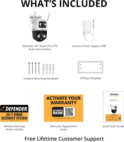 Vista 8 de Defender Guard Pro 3K Plus Dual Lens PTZ WiFi 6/Cámara de seguridad Bluetooth, cámaras de alimentación enchufables para seguridad en el hogar