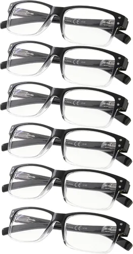 Vista 8 de Gafas de lectura, paquete de 5 bisagras de resorte para mujeres y hombres, incluye 3 negras 2 tortugas +0.00