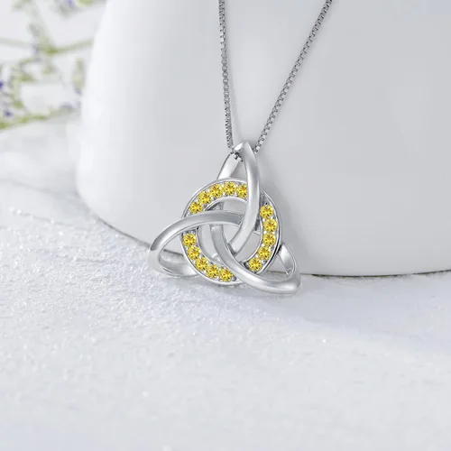 Vista 2 de TOUPOP Sterling Silver Birthstone Necklace for Women Irish Gifts Celtic Knot Pendant Necklace for SisterGirls for PartyBirthdayChristmas