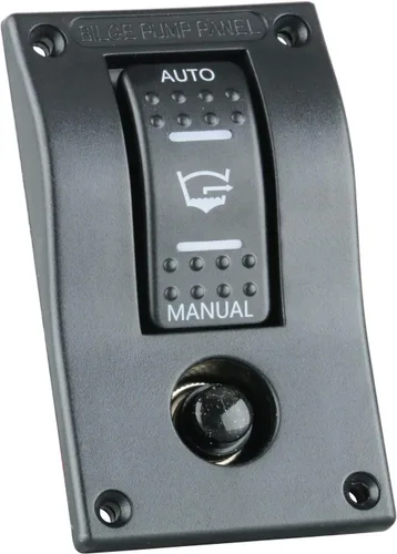 Vista 3 de Amarine Made Interruptor de bomba de sentina de 3 vías, disyuntor de circuito basculante LED de lujo, interruptor de control con luz LED