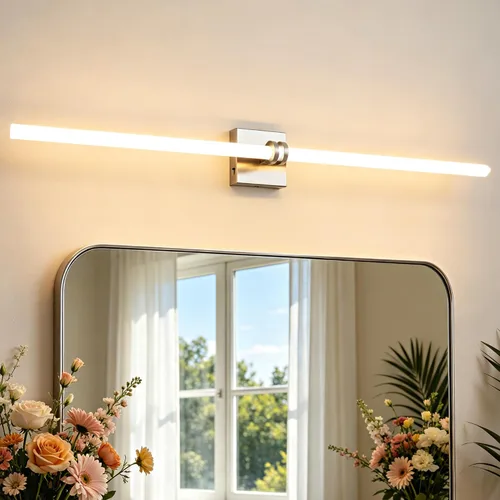 Vista 15 de Lámparas de baño, níquel cepillado de 18 W, LED de 360 °, iluminación completa, moderna aplique de pared lámpara de tocador con 5