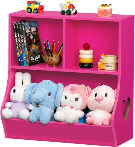 Vista 23 de Lerliuo Estantería y organizador de almacenamiento para bebés y niños pequeños, gabinete y librero para niños, estante de madera con 3