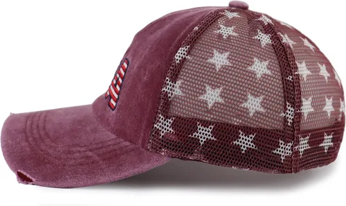 Vista 12 de Gorra de béisbol con la bandera estadounidense para mujer, divertida gorra de béisbol bordada y desgastada ajustable