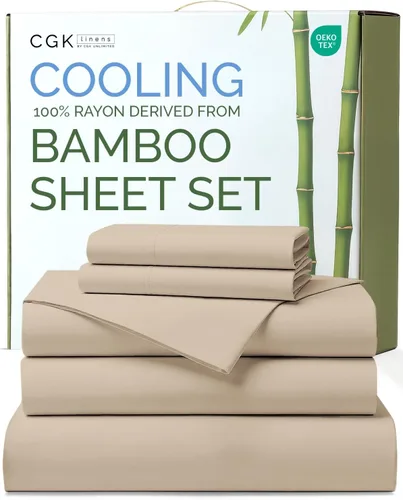 Vista 13 de Sábanas de bambú 100% rayón derivado de bambú, tamaño individual, sábanas refrescantes para individuales. Ropa de cama ultra suave, transpirable