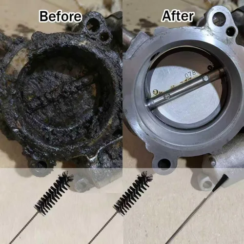 Vista 5 de Cepillo limpiador de carbono para válvula de admisión, 3 piezas, limpiador de bahía de motor, kit de nailon, herramientas de limpieza de taladro