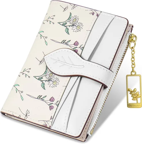 Vista 14 de Carteras para mujer - Bloqueo RFID - Pequeña billetera con flores, cuero PU suave, plegable, bolsillo con cremallera para monedas, tarjetero