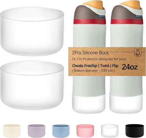 Vista 44 de WK IEASON 2 fundas de silicona para botella de agua Owala, base protectora para botella de agua Owala FreeSip Twist y Flip Flask accesorios para 3D