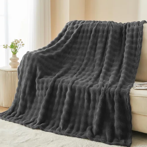 Vista 19 de NEWCOSPLAY Manta para Sofá Aqua Súper Suave de Franela Polar 3D Burbuja Ligera Manta de Cama para Uso en Todas las Estaciones (Aqua, Throw(50"x60"))