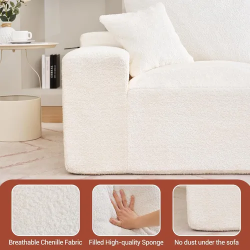 Vista 4 de Sofá modular en forma de L para sala de estar, sofá modular sin hueso de gran tamaño con tela de pana, cómodo sofá cama con diván para apartamento