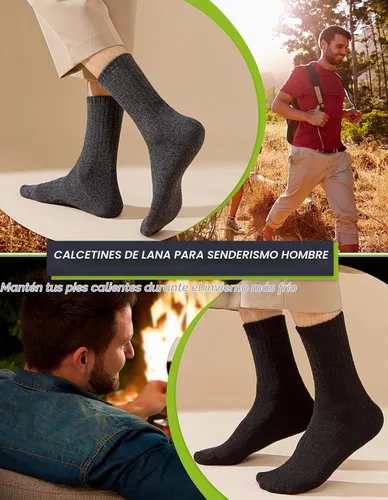 Vista 6 de VoJoPi Wool Socks Mens Thick Warm Thermal Winter Boot Socks 5 Pairs 2 negro/2 gris oscuro/1 gris claro