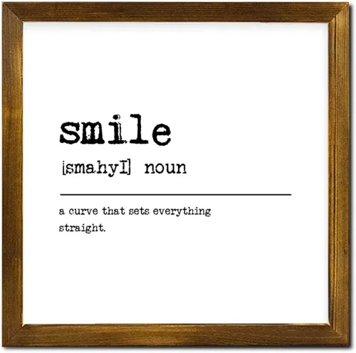 Vista 19 de Smile Definition Wood Framed Wall Decor Sign Smile Dictionary Typography Wall Hanging Art Inspirational Quotes Decorative Sign for Kitchen Bathroom