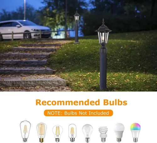 Vista 5 de LIT-PaTH Lámpara de poste para exteriores de 16 pulgadas, farol de poste exterior con vidrio transparente, iluminación de poste de aluminio cableado