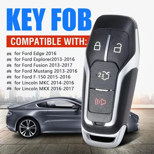 Vista 2 de Keymall Funda para llavero remoto para Ford Edge/Explorer/Fusion/Mustang para Lincoln MKC/MKX (ID de FCC: M3N-A2C31243300 Nro. de pieza: 164-R8108)