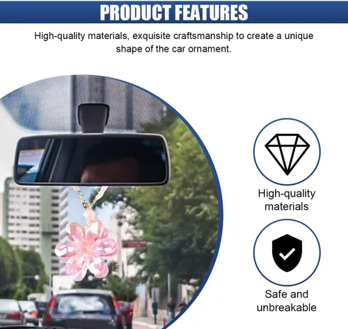 Vista 3 de Colgante de flor de cristal para automóvil, adorno colgante de decoración para espejo retrovisor del automóvil, accesorios interiores del auto