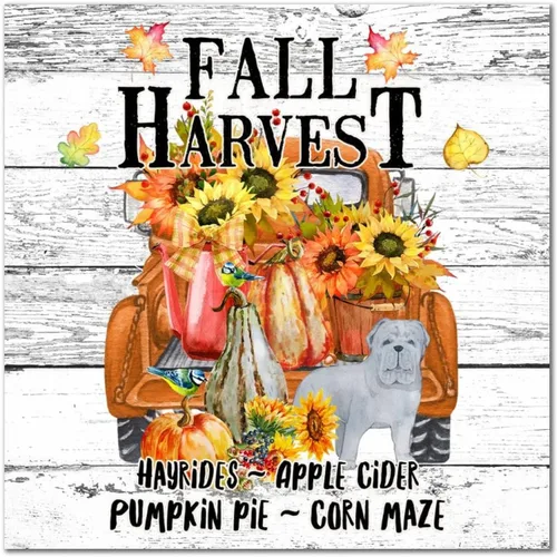 Vista 14 de Fall Harvest Sunflower American Bully - Cartel de madera retro de bienvenida para otoño, placa de pared de calabaza, granja, tablón de madera