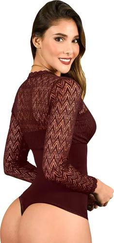Vista 2 de Fiorella Shapewear Body adelgazante a la moda con tanga y bragas fajas colombianas reductoras color borgoña 711W