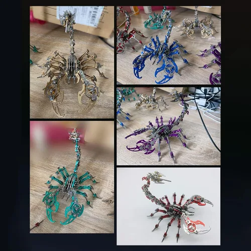 Vista 7 de Rompecabezas de metal 3D Scorpion King, kit de modelo desmontable de acero inoxidable DIY (200 unidades + verde)