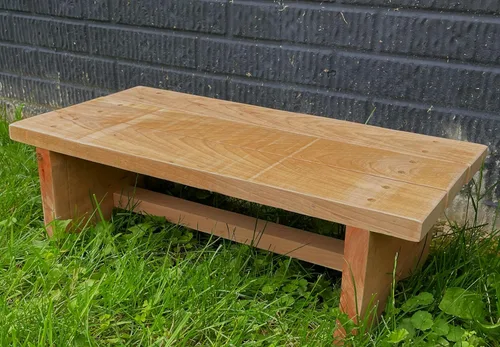 Vista 2 de Taburete clásico Amish de madera recuperada, reposapiés, plataforma para puerta de patio, interior y exterior. Natural, rústico, resistente