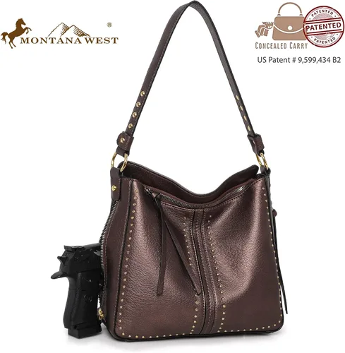 Vista 3 de Montana West - Carteras y bolsas cruzadas de manopara hombro con bolsillo oculto para arma, de mujer, a la moda