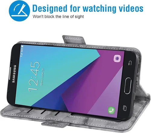 Vista 3 de Asuwish Compatible con Samsung Galaxy J3 Luna Pro J 3 Prime 2017 Emerge 3J Eclipse Mission Case y protector de pantalla de vidrio templado con Negro