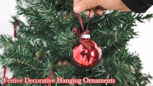 Vista 3 de Rae Dunn Adornos de Navidad, juego de 12 bolas de vidrio transparente con bonitos diseños navideños, decoraciones colgantes de 2.36 pulgadas