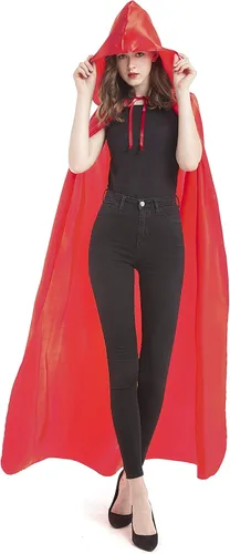 Vista 6 de Diffly Capa de satén con capucha de 59 pulgadas, unisex, capa de Halloween para mago de bruja diablo, Halloween, Navidad, cosplay