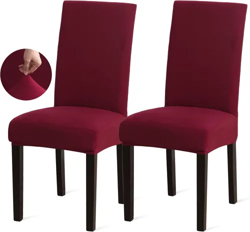 Vista 106 de Sufdari Juego de 2 fundas para sillas de comedor, fundas para sillas de cocina, fundas para sillas Parsons, protectores de sillas de elastano