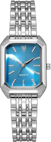 Vista 9 de BESTKANG Relojes para mujer, relojes de pulsera de acero con correa de acero, reloj de pulsera de cuarzo cuadrado simple de moda casual
