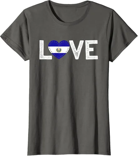 Vista 8 de Camiseta de regalo con la bandera de El Salvador LOVE, Negro, S