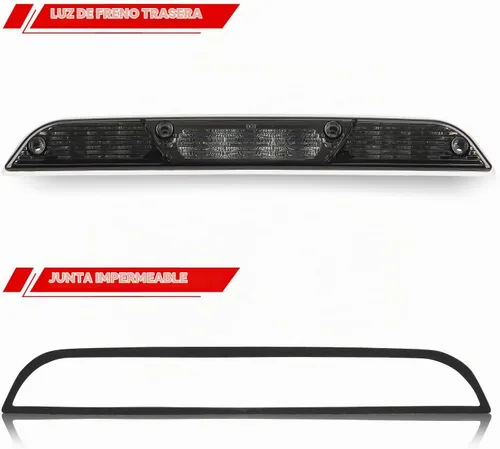 Vista 6 de Tercera tercera luz de freno LED para Ford F150 2015-2017 Lámpara de carga trasera Luz de freno de montaje alto (lente humo de carcasa cromada)