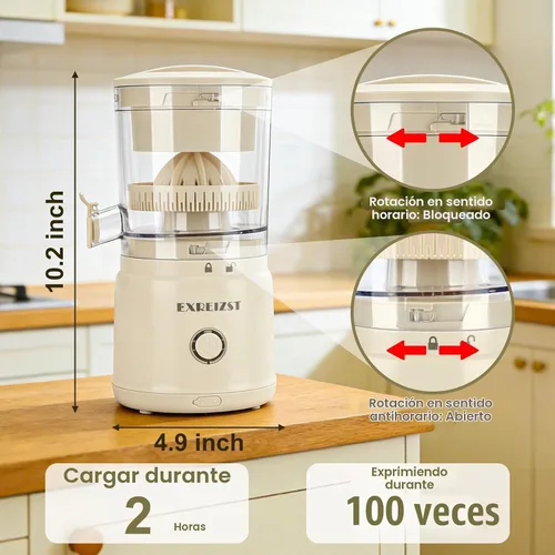 Vista 6 de Exprimidor eléctrico de cítricos, exprimidor naranja recargable del Juicer con USB-C