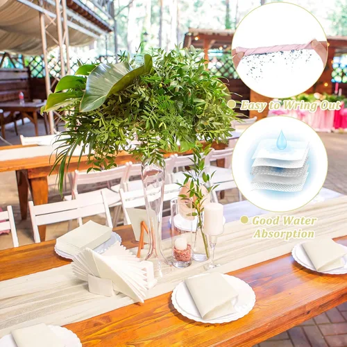 Vista 5 de Glenmal 60 servilletas de papel beige de 2 capas para invitados Servilletas de cóctel desechables para recepción de bodas, 13 x 16 pulgadas