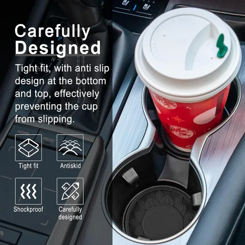 Vista 6 de SINGARO - Posavasos para tazas de automóvil, 4 soportes de silicona integrados en portavasos decorativos, soportes universales antideslizantes