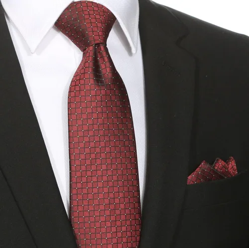 Vista 16 de KissTies Mens Checkered Tie Set Solid Color Festive Necktie + Pocket Square