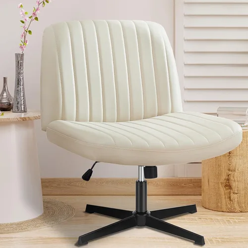 Vista 23 de DUMOS Criss Cross Chair, Cross Legged Vanity Chair, Home Office Beige