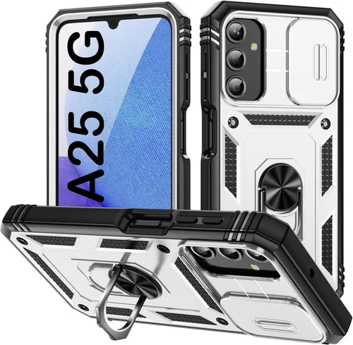 Vista 87 de PASNEW Funda militar para iPhone 13 Pro Max, cubierta de cámara deslizante y soporte de anillo de metal de 360°, carcasa rígida multicapa resistente