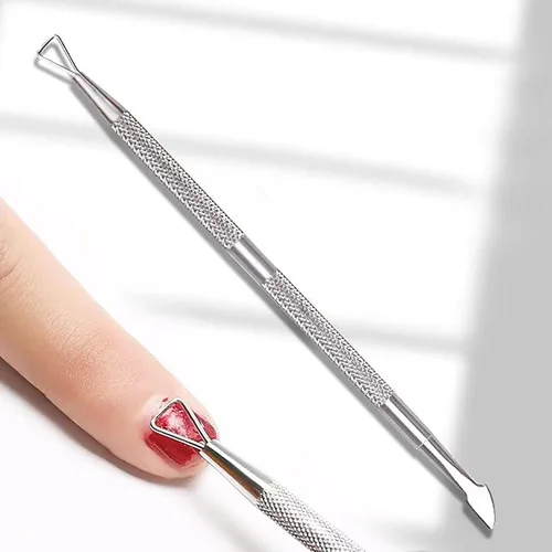 Vista 3 de Kit de removedor de esmalte de uñas de gel con 10 clips de removedor de esmalte de uñas rosa con tapa, botella dispensadora, empujador de cutículas