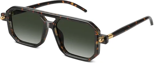 Vista 13 de Retro Aviator Sunglasses for Women Men - 70s Trendy Square Vintage Shade Sun Glasses UV Protection