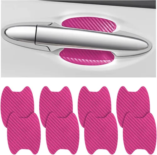Vista 8 de 8 unidades de calcomanías para manija de puerta de coche, protector de copa de puerta de coche de fibra de carbono antiarañazos, película protectora