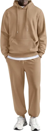 Vista 37 de COOFANDY Conjunto deportivo de 2 piezas para hombre, conjunto deportivo casual con capucha