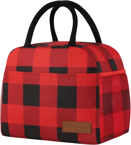 Vista 43 de douyadady Bolsa de almuerzo para mujeres/hombres, fiambrera mujeres/hombres (azul bebé+rayas blancas) Espacioso, ligero, impermeable, resistente