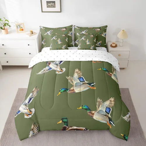 Vista 30 de Feelyou Juego de edredón de ciervo con sábanas – Tamaño Queen 7 piezas Juego de ropa de cama infantil de caza rústica – Cama de ciervo de cabaña