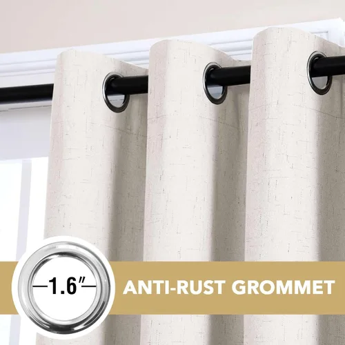 Vista 72 de H.VERSAILTEX Cortina 100% opaca para dormitorio, 63 pulgadas de largo, con ojales, cara de lino, bloqueo de luz completa, cortina para sala de Arena