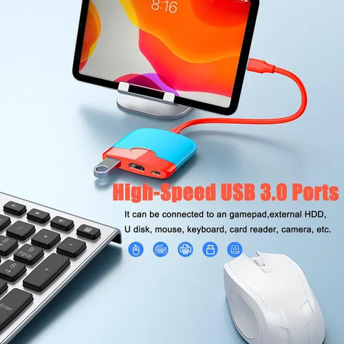 Vista 5 de Switch Dock para Nintendo SwitchOLED, Switch Dock Station para TV Portátil Switch Dock para Nintendo Switch Docking Station con HDMIPDUSB3.0, Switch