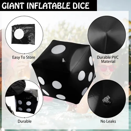 Vista 2 de Paquete de 3 dados inflables grandes jumbo gigantes para interiores y exteriores, juego de mesa Ludo, artículo para fiestas en la piscina