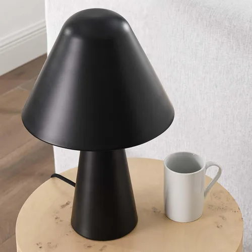 Vista 9 de Modway EEI-6529-BLK Jovial - Lámpara de mesa de metal con forma de hongo, color negro