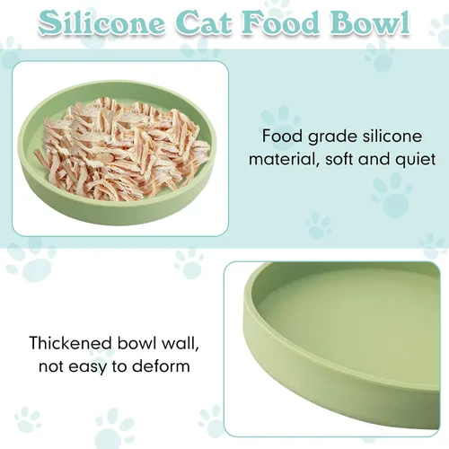 Vista 3 de Tazón de silicona poco profundo para perros, tazones de comida para gatos de 7 pulgadas, platos planos para cachorros, lindos platos para fatiga